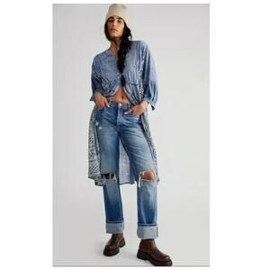 Free People Oh My Mix Print Long Sleeve Dress Duster Size Small